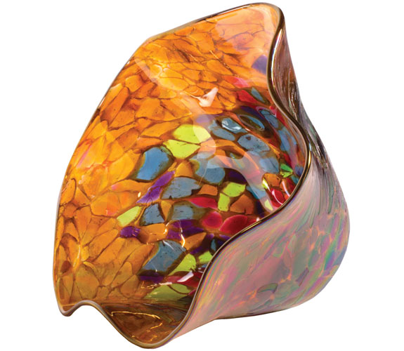 Wave Island Amber Bowl by Glass Eye Studio